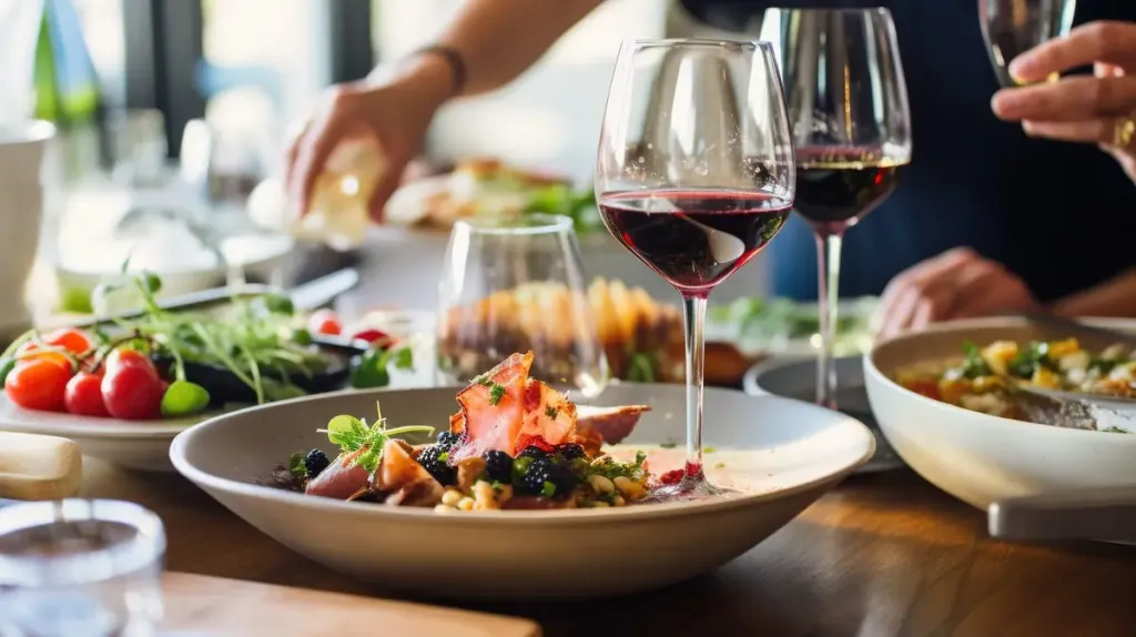 table de restaurant avec verre de vin
